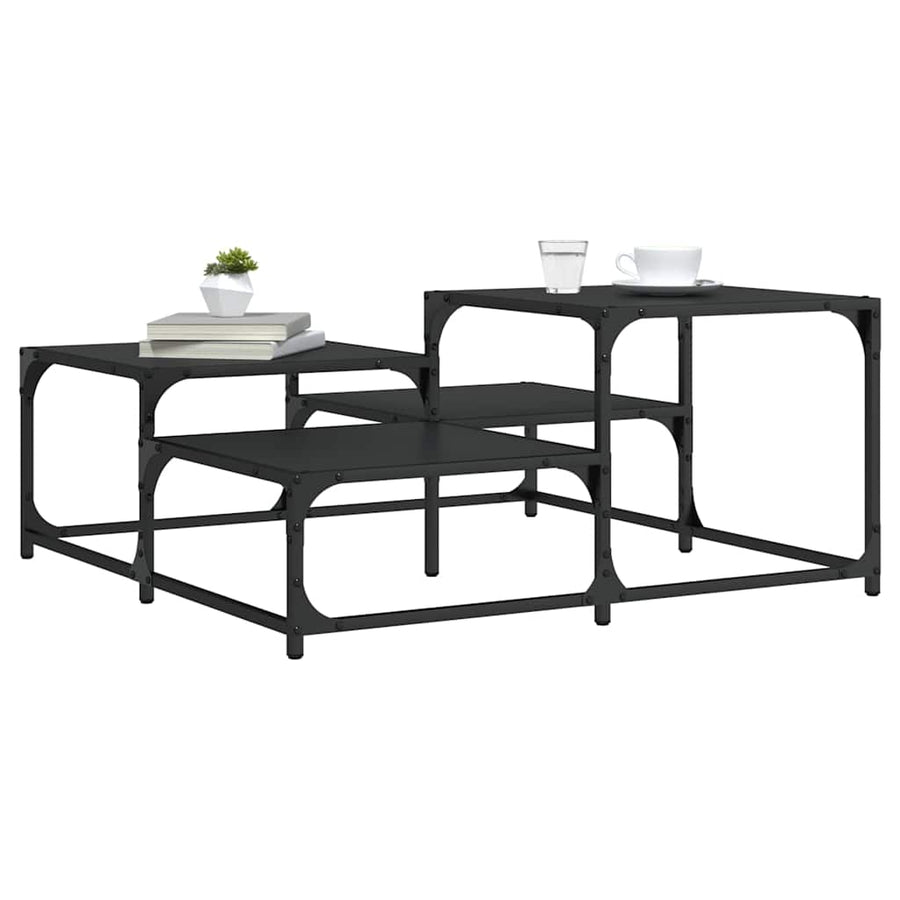 Coffee Table Black 87.5x87.5x40 cm Engineered Wood