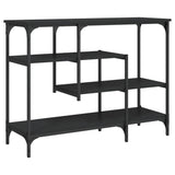 Console Table with Shelves Black 100x35x75 cm - Rear View