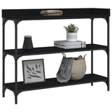 Console Table with Shelves Black 100x30x80 cm - Side View