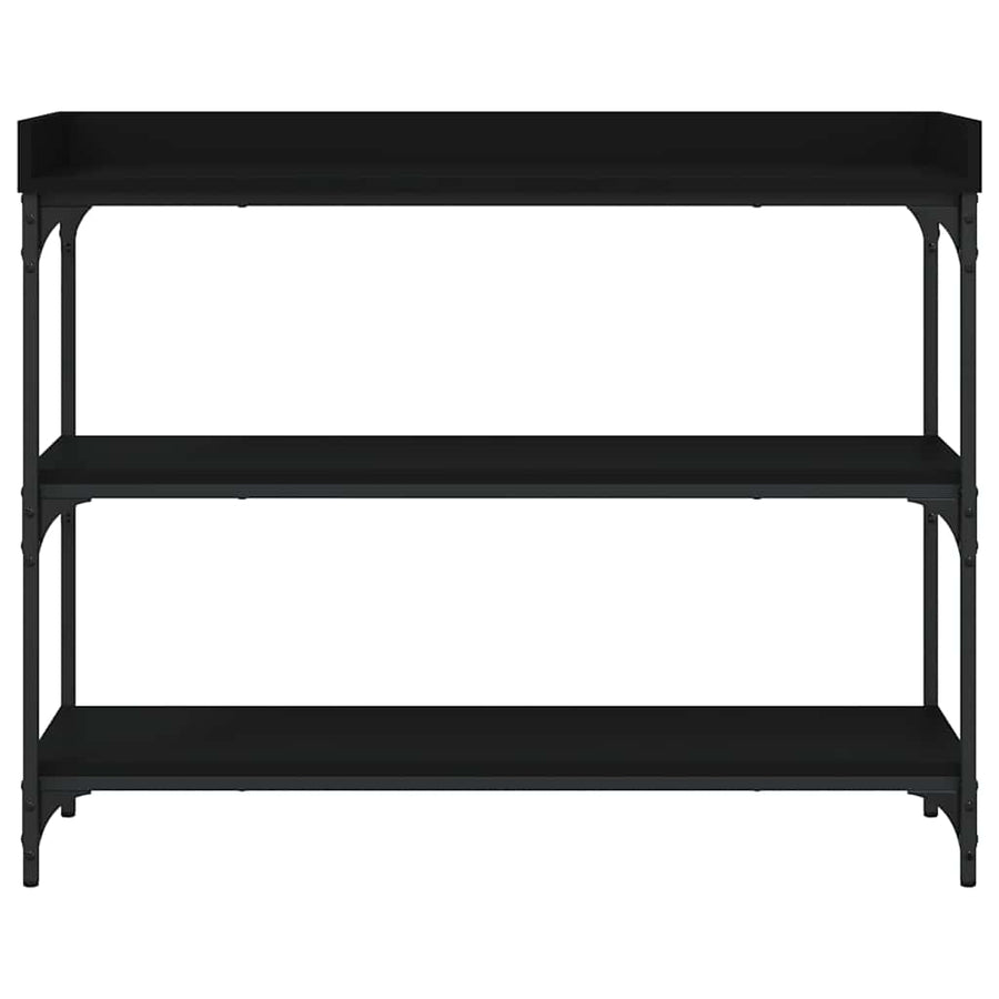 Console Table with Shelves Black 100x30x80 cm