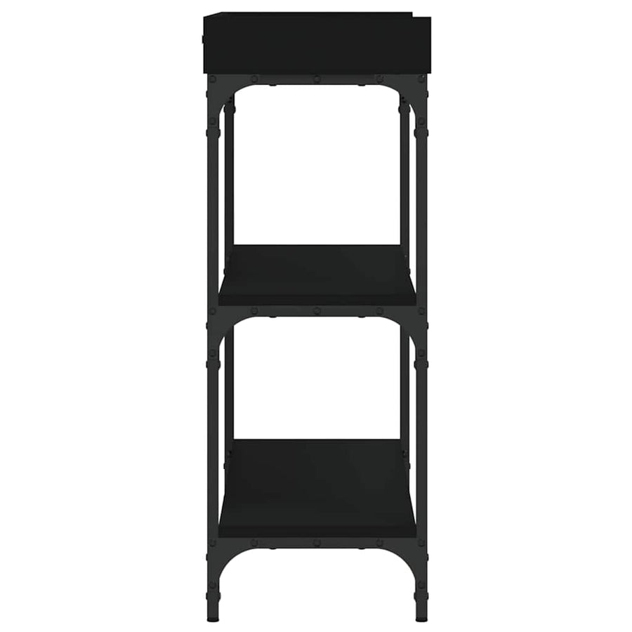 Console Table with Shelves Black 100x30x80 cm
