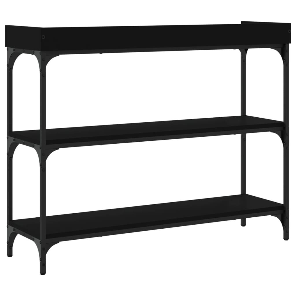 Console Table with Shelves Black 100x30x80 cm