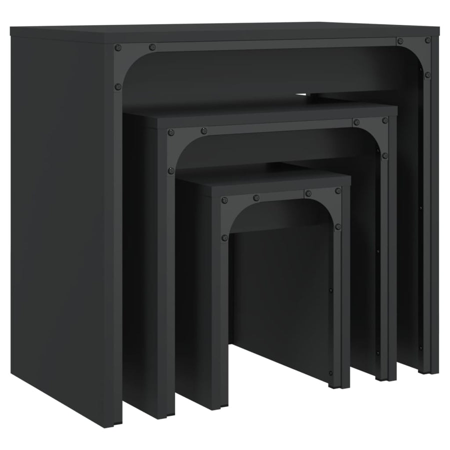 Nesting Coffee Tables 3 pcs Black Engineered Wood