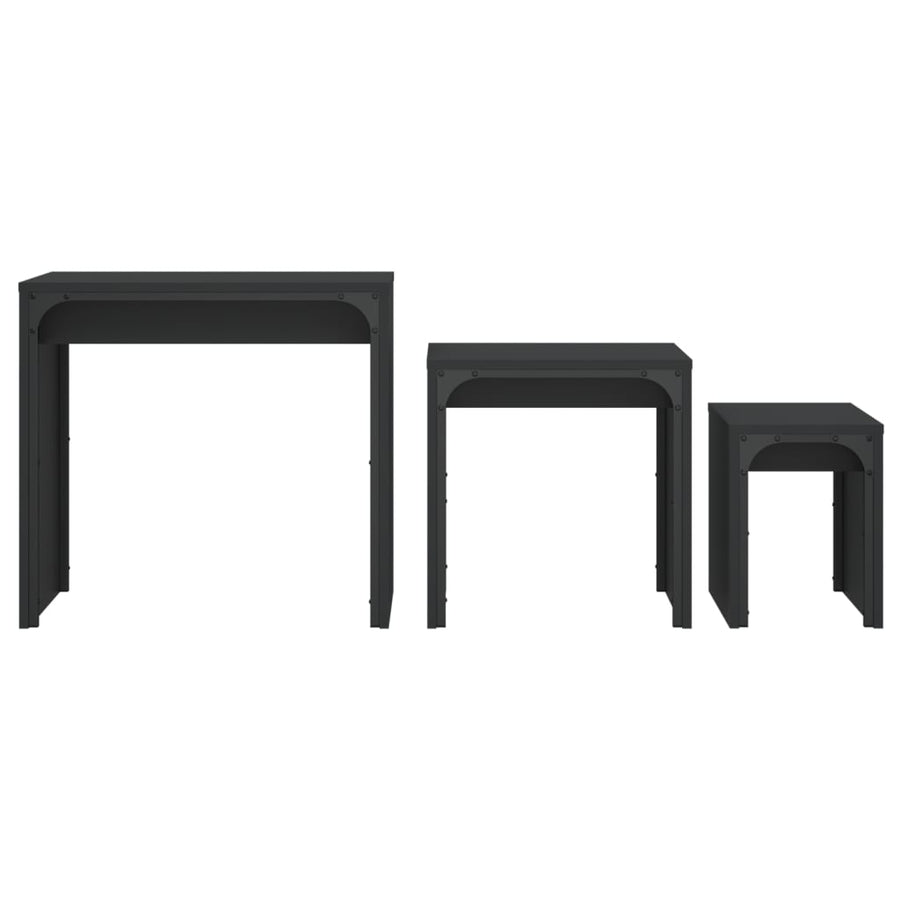 Nesting Coffee Tables 3 pcs Black Engineered Wood