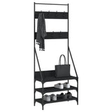 Clothes Rack with Shoe Storage Black 72x34x184 cm - Side View