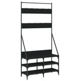 Clothes Rack with Shoe Storage Black 90x34x184 cm - Front View