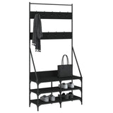 Clothes Rack with Shoe Storage Black 90x34x184 cm - Side View
