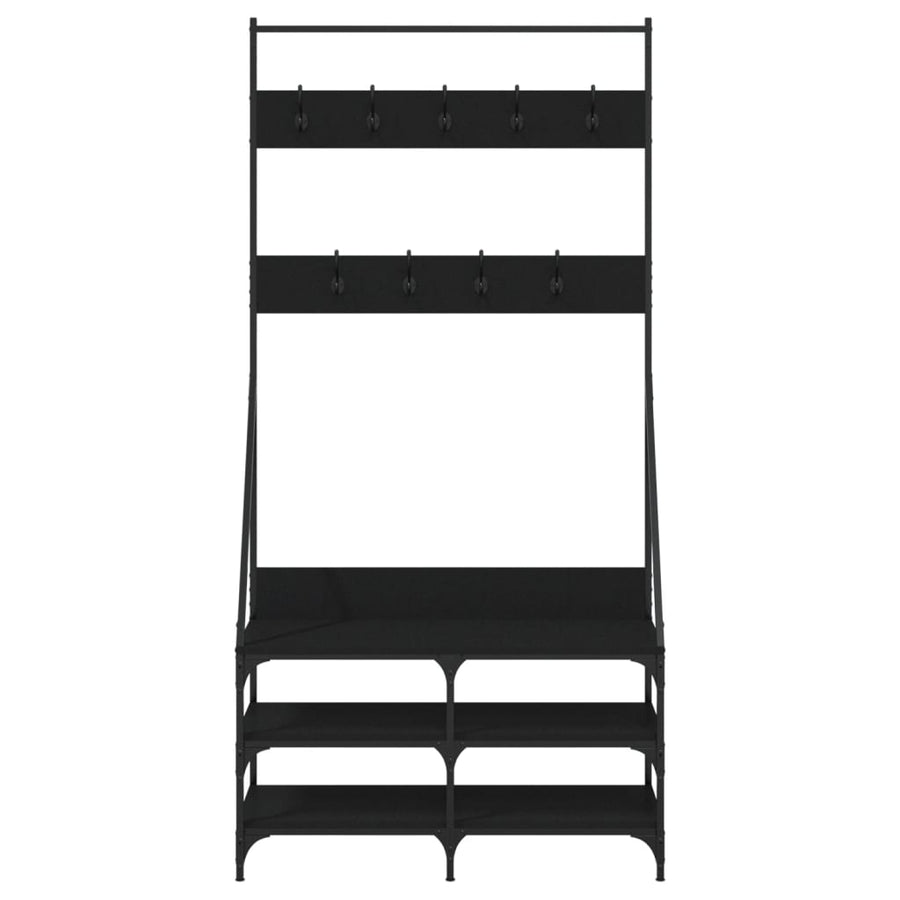 Clothes Rack with Shoe Storage Black 90x34x184 cm