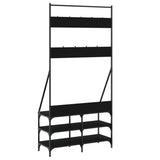 Clothes Rack with Shoe Storage Black 90x34x184 cm - Rear View