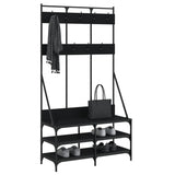 Clothes Rack with Shoe Storage Black 100x40x184 cm - Side View