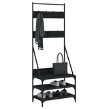 Clothes Rack with Shoe Storage Black 70x40x184 cm - Side View
