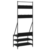 Clothes Rack with Shoe Storage Black 70x40x184 cm - Rear View