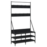 Clothes Rack with Shoe Storage Black 100x40x184 cm - Front View