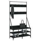 Clothes Rack with Shoe Storage Black 100x40x184 cm - Side View