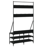 Clothes Rack with Shoe Storage Black 100x40x184 cm - Rear View