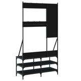 Clothes Rack with Shoe Storage Black 100x40x184 cm - Rear View