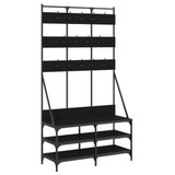 Clothes Rack with Shoe Storage Black 100x40x184 cm - Front View