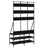 Clothes Rack with Shoe Storage Black 100x40x184 cm - Rear View