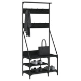 Clothes Rack with Shoe Storage Black 80x40x184 cm - Side View