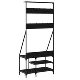 Clothes Rack with Shoe Storage Black 80x40x184 cm - Rear View