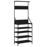 Clothes Rack with Shoe Storage Black 70x34x184 cm - Front View