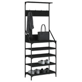 Clothes Rack with Shoe Storage Black 70x34x184 cm - Side View