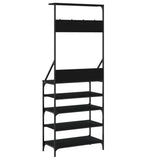 Clothes Rack with Shoe Storage Black 70x34x184 cm - Rear View