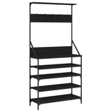 Clothes Rack with Shoe Storage Black 90x34x184 cm - Front View
