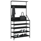 Clothes Rack with Shoe Storage Black 90x34x184 cm - Side View