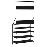 Clothes Rack with Shoe Storage Black 90x34x184 cm - Rear View
