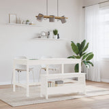Hall Bench White 100x28x45 cm Solid Wood Pine - Side View