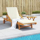 Sun Lounger with Cushion and Table Solid Wood Acacia - Side View