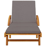 Sun Lounger with Cushion and Table Solid Wood Acacia - 45-Degree Angle