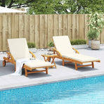 Sun Loungers 2 pcs with Table Solid Wood Acacia, image 3