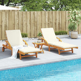 Sun Loungers 2 pcs with Table Solid Wood Acacia - Side View