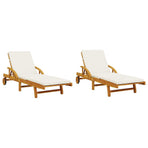 Sun Loungers 2 pcs with Table Solid Wood Acacia, image 4