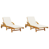 Sun Loungers 2 pcs with Table Solid Wood Acacia - Top-Down View