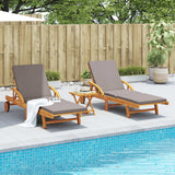 Sun Loungers 2 pcs with Table Solid Wood Acacia - Side View