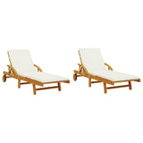 Sun Loungers 2 pcs with Cushions 200x68x83 cm Solid Wood Acacia - Front View