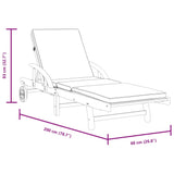 Sun Loungers 2 pcs with Cushions 200x68x83 cm Solid Wood Acacia - Rear View