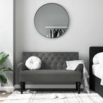 Bench with Backrest Dark Grey 120x62x75.5 cm Fabric