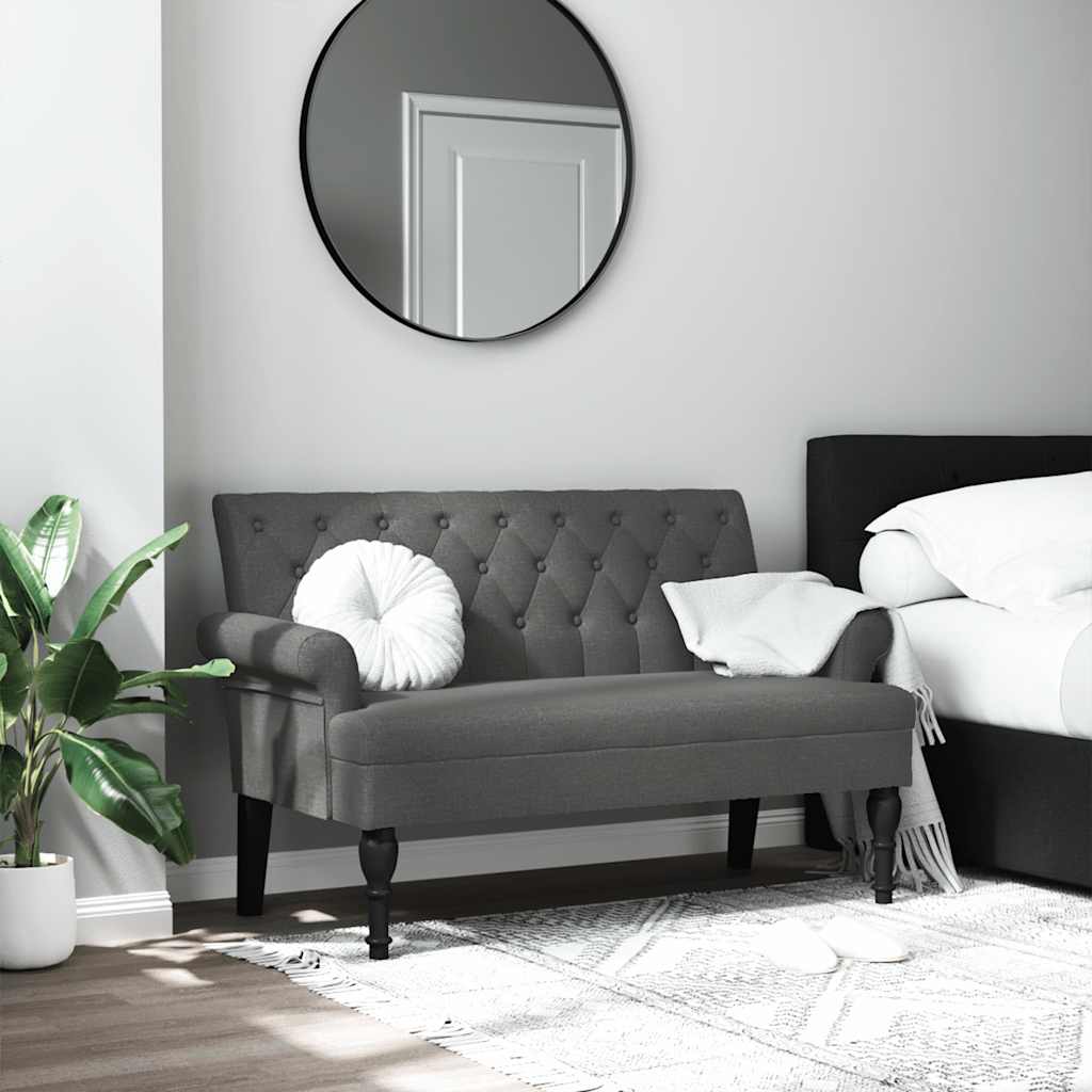 Bench with Backrest Dark Grey 120x62x75.5 cm Fabric