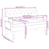Bench with Backrest Black 120x62x75.5 cm Fabric