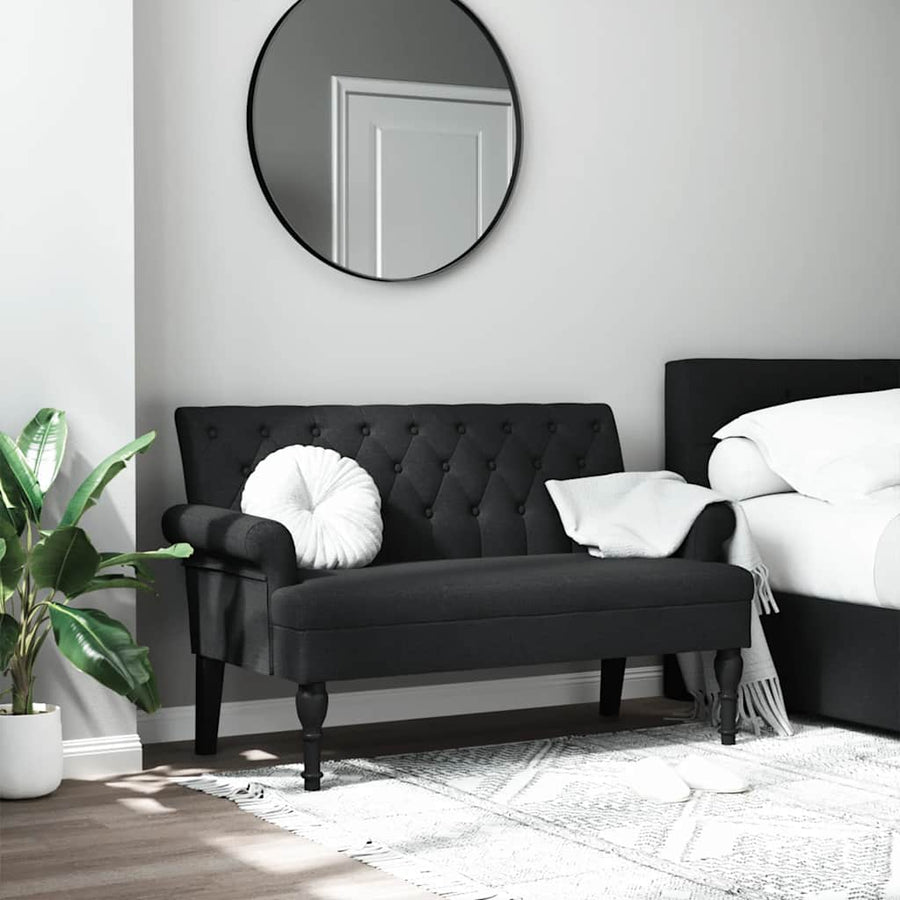 Bench with Backrest Black 120x62x75.5 cm Fabric