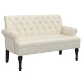 Bench with Backrest 120x62x75.5 cm Linen - Front View