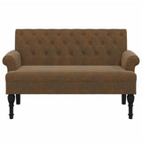 Bench with Backrest Brown 120x62x75.5 cm Faux Suede Leather - Side View