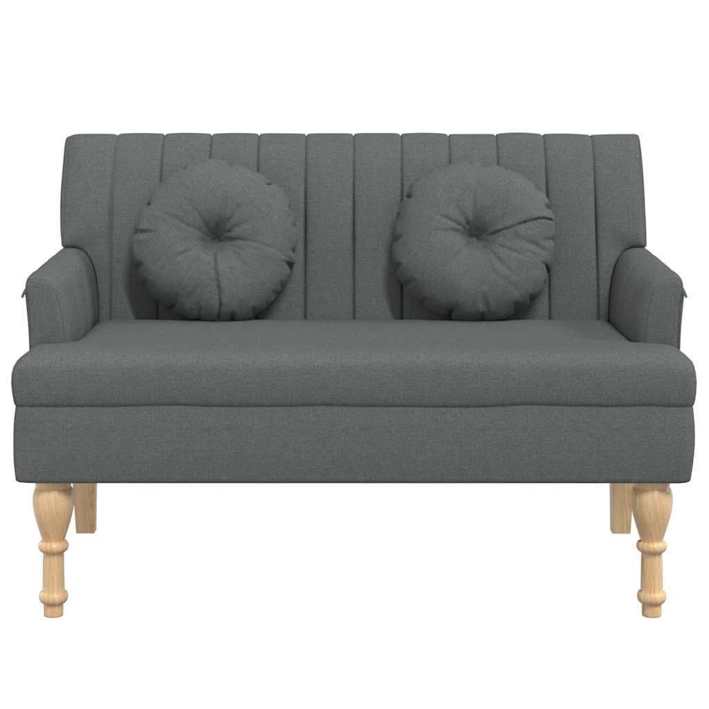 Bench with Cushions Dark Grey 113x64.5x75.5 cm Fabric