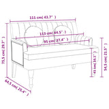 Bench with Cushions Dark Grey 113x64.5x75.5 cm Fabric