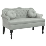 Bench with Cushions Light Grey 120.5x65x75 cm Velvet - Front View