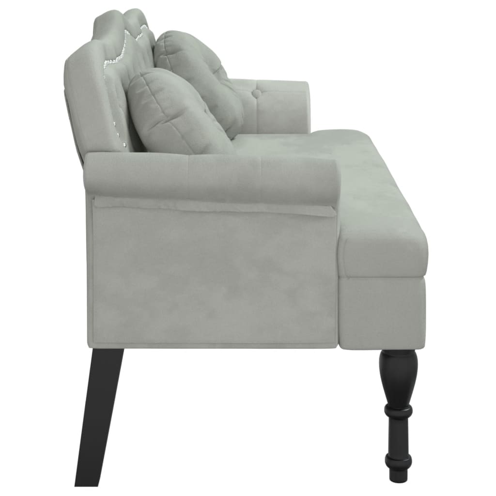Bench with Cushions Light Grey 120.5x65x75 cm Velvet